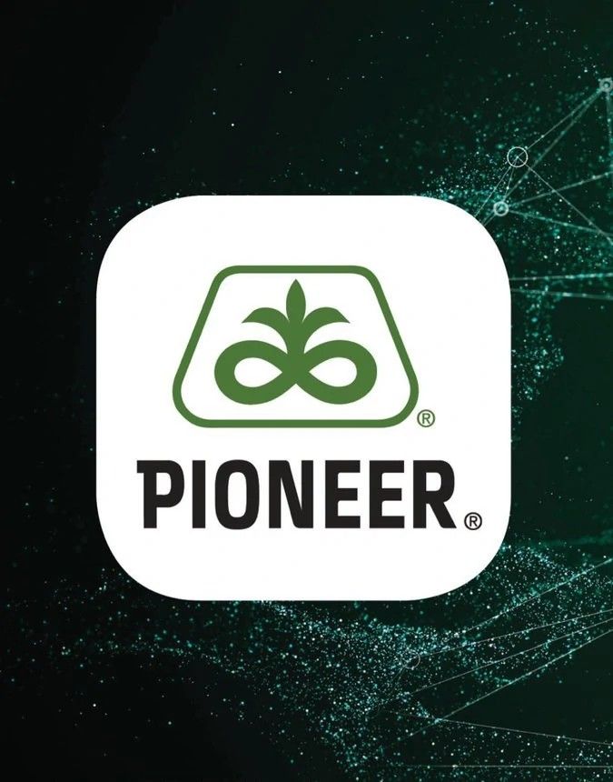 Logo Pioneer na tmavém pozadí.